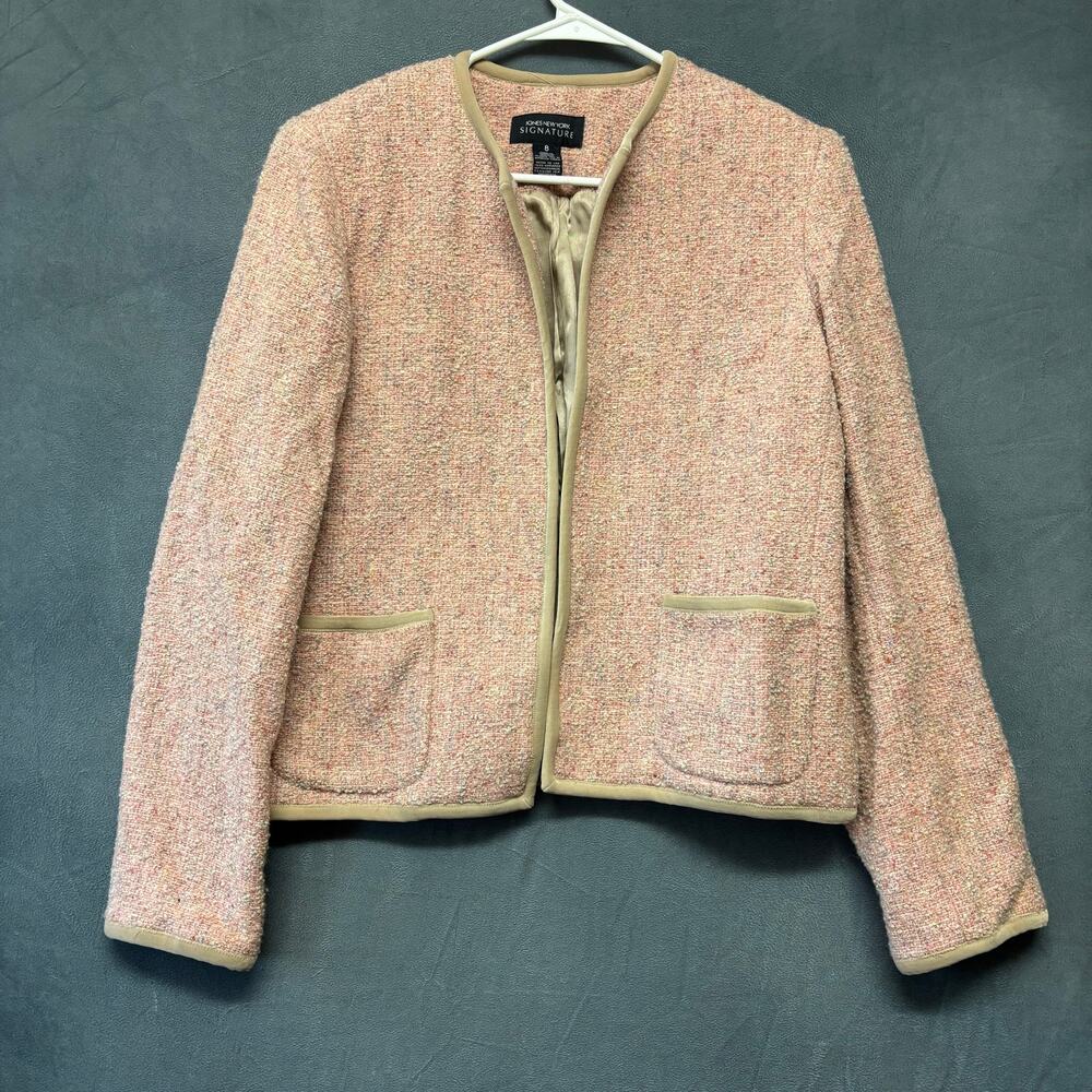 Vintage Jones New York Blazer Wool Tweed Boucle Textured USA Made Open Front 8